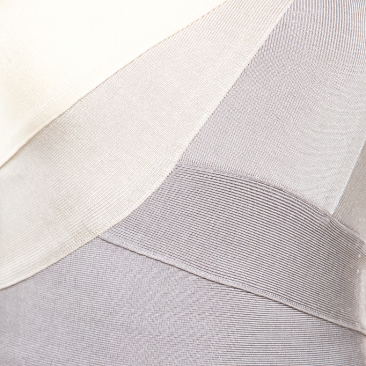 مملوكة مسبقًا Herve Leger Grey Ombre One Shoulder Alexis Bandage Dress M