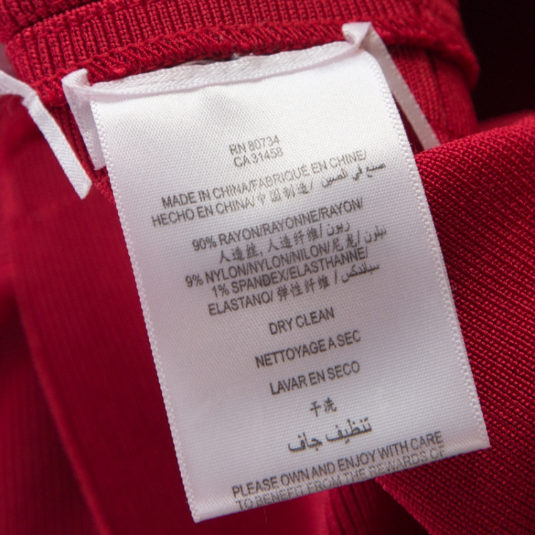 Pre Owned Herve Leger Lipstick Red Cutout Back Detail Sleeveless Bandage Dress XXS