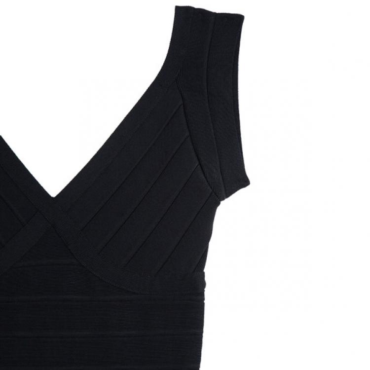 Pre Owned Herve Leger Black Bandage Dress XS