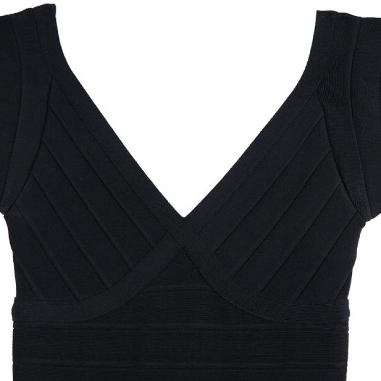 Pre Owned Herve Leger Black Bandage Dress XS
