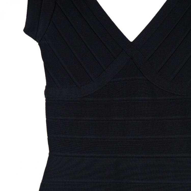 Pre Owned Herve Leger Black Bandage Dress XS