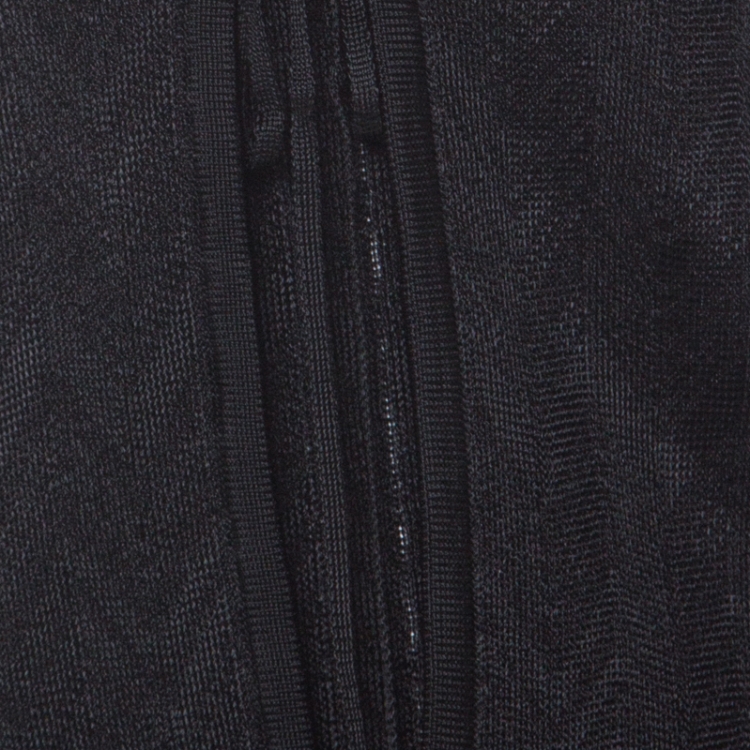 Pre Owned Herve Leger Black Knit Front Tie Cardigan and Top Set M 