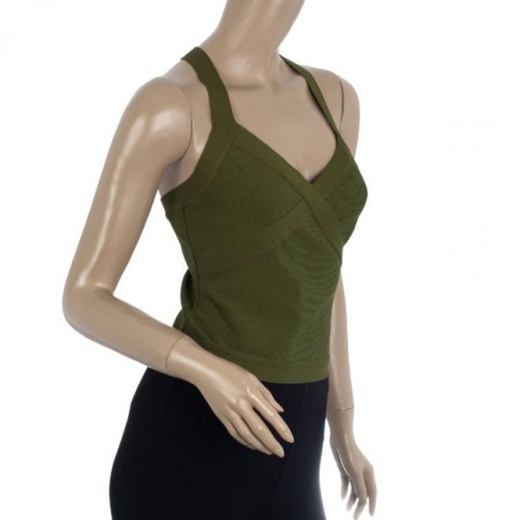 مملوكة مسبقًا Herve Leger Green Bandage Top L