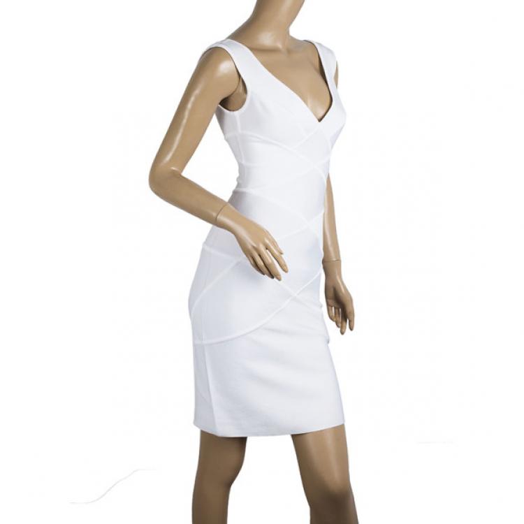 Pre Owned Herve L. Leroux White Bandage Dress S