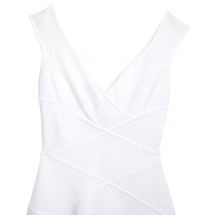 Pre Owned Herve L. Leroux White Bandage Dress S