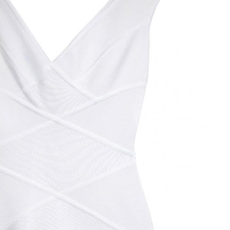 Pre Owned Herve L. Leroux White Bandage Dress S