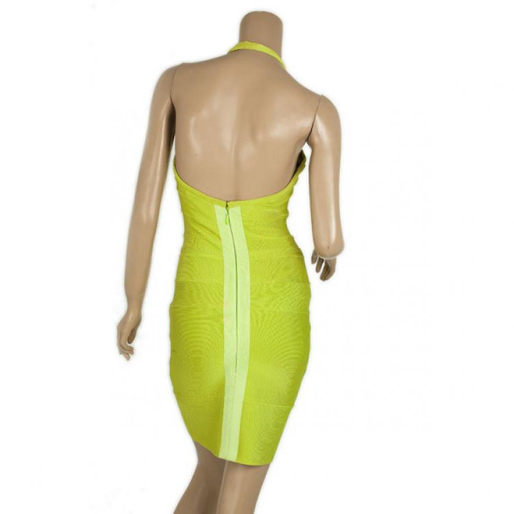 Pre Owned Herve Leger Keyhole Bandage Dress S