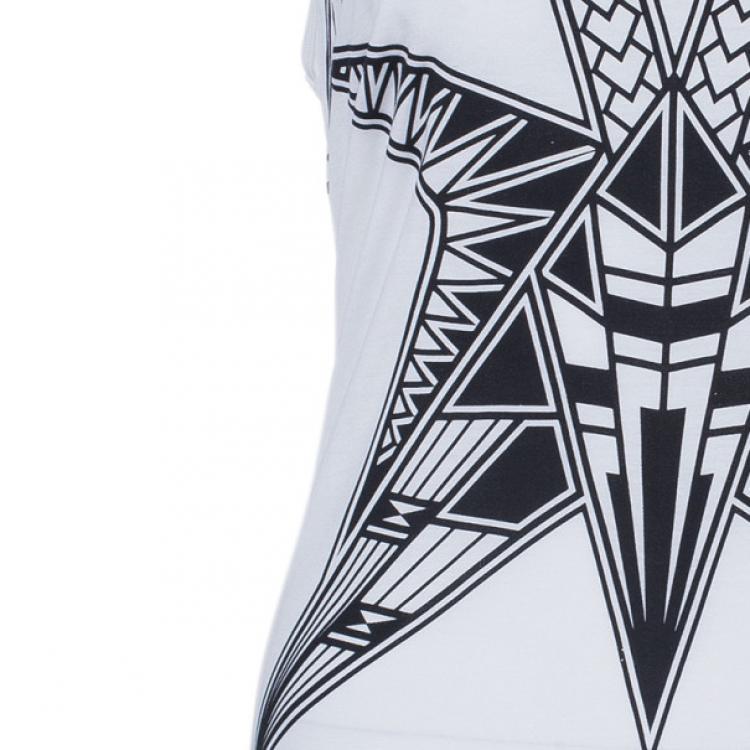 Pre Owned Herve Leger Inna White Print Racerback Tank Top S