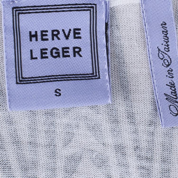 Pre Owned Herve Leger Inna White Print Racerback Tank Top S