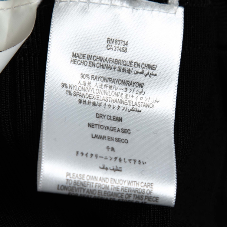 Pre Owned Herve Leger Black Stretch Knit Bandage Bodycon Dress XS  