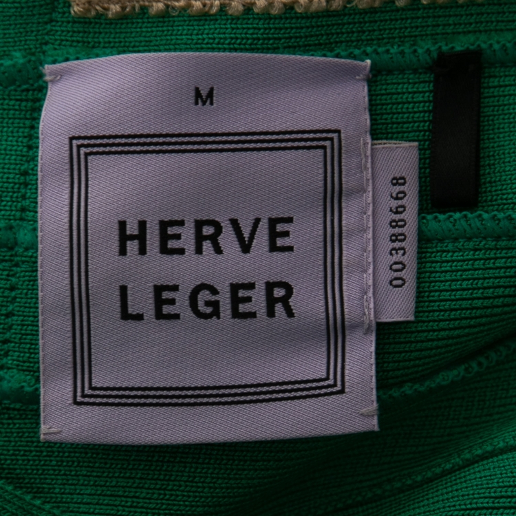 Pre Owned Herve Leger Green Bandage Sara Strapless Bodycon Gown M