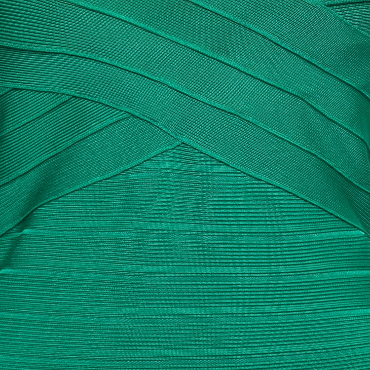 Pre Owned Herve Leger Green Bandage Sara Strapless Bodycon Gown M