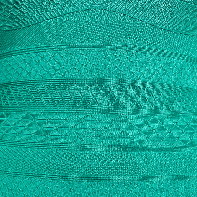 Pre Owned Herve Leger Green Knit Lauren Bodycon Mini Dress S