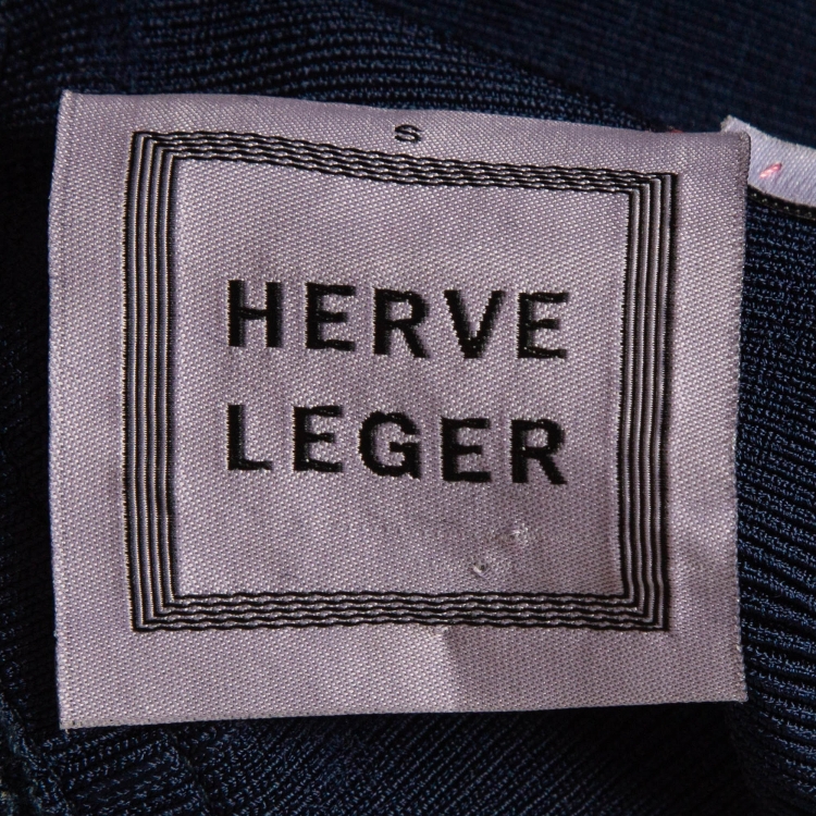 Pre Owned Herve Leger Navy Blue Bandage Knit Sleeveless Mini Dress S