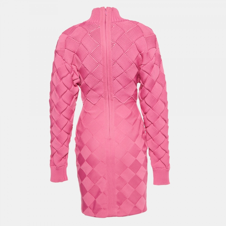مملوكة مسبقًا Herve Leger Pink Bandage Weave Mini Dress XS