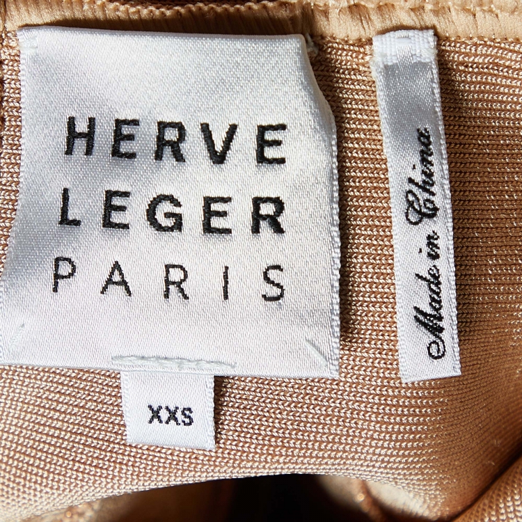 Pre Owned Herve Leger Metallic Lurex Knit Bandage Mini Dress XXS