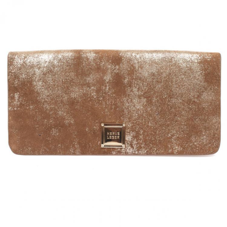 Pre Owned Herve Leger Metallic Embellished Wiltern Clutch