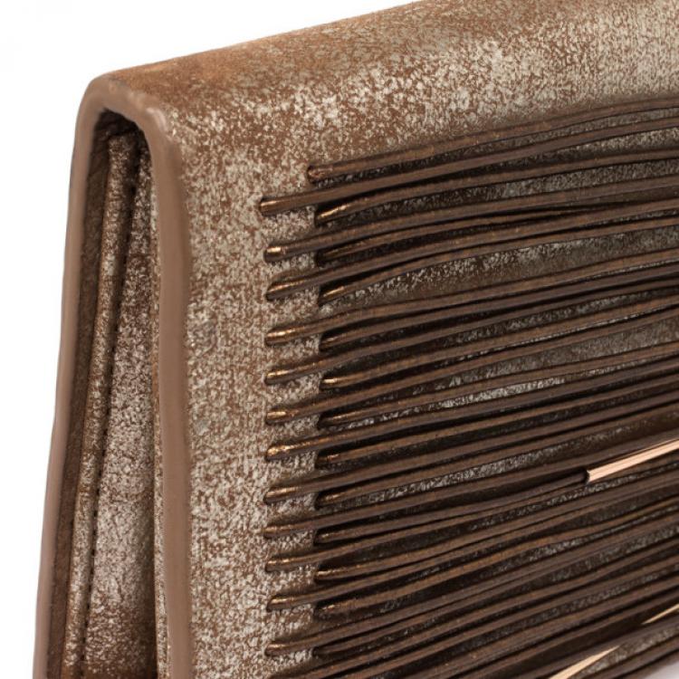 Pre Owned Herve Leger Metallic Embellished Wiltern Clutch