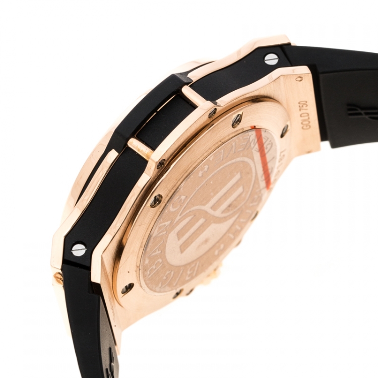 Pre Owned Hublot Black 18K Rose Gold Diamonds Big Bang Women's Wristwatch 38MM