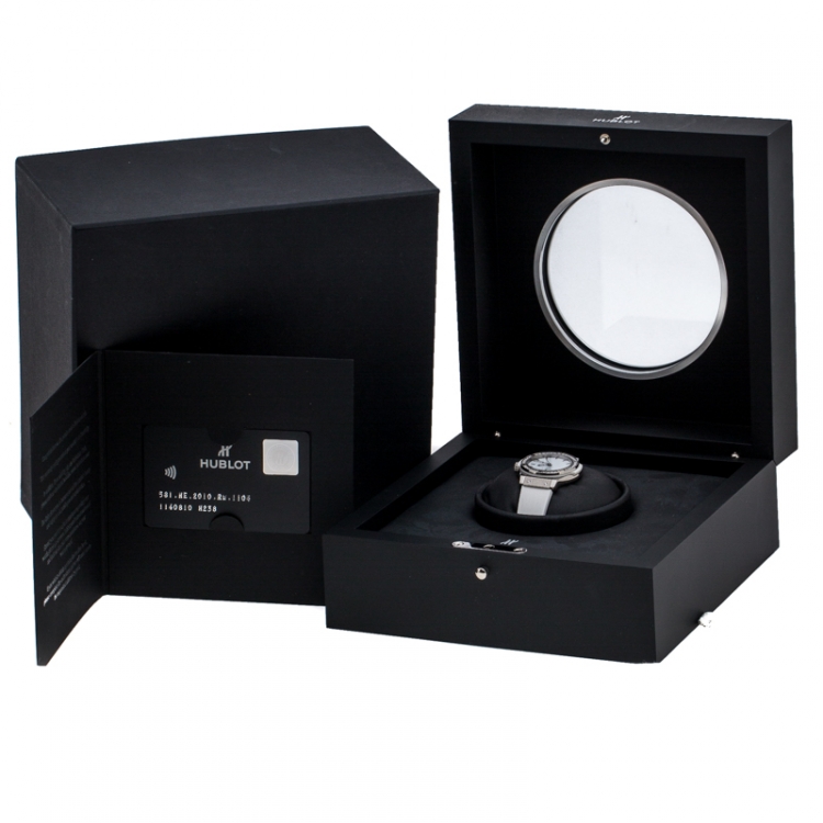 Pre Owned Hublot White Titanium and Stainless Steel Diamond Classic Fushion Women's Wristwatch 33 MM