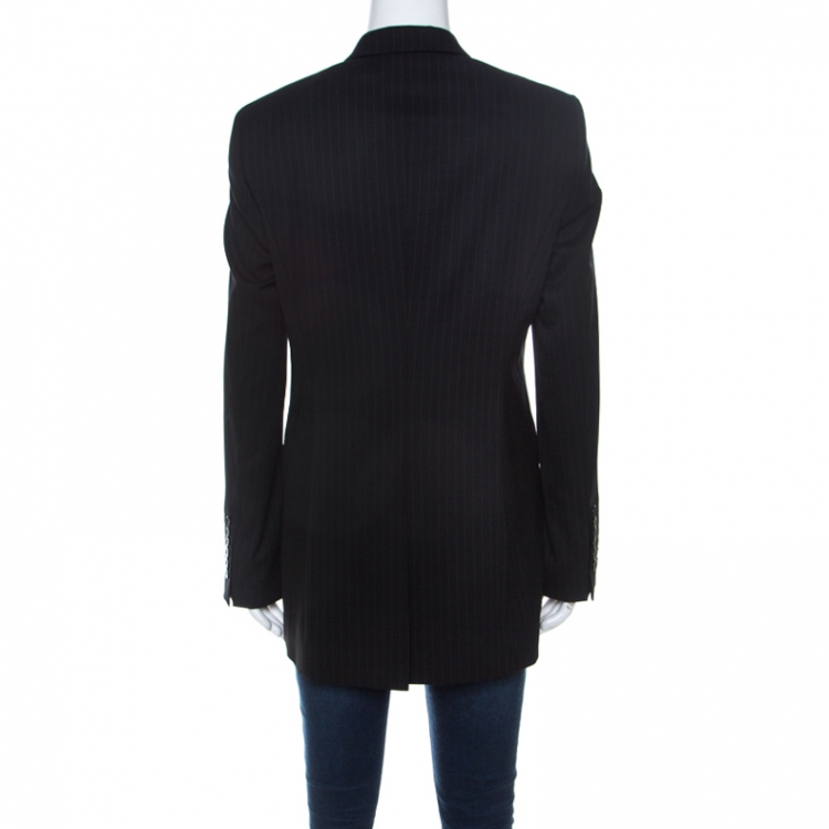 Pre Owned Hugo Boss Black Wool Pin Stripe Classic Tailored Blazer L
