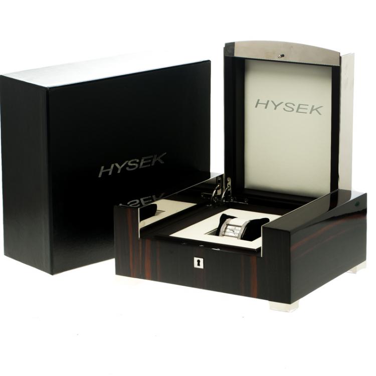 Pre Owned Hysek Mother of Pearl White Gold Diamond Rectangular  Women's Wristwatch 36 mm
