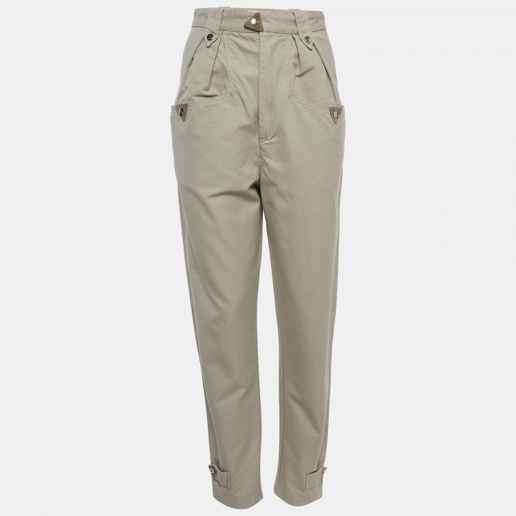 Pre Owned Isabel Marant Etoile Beige Cotton High Rise Trousers S