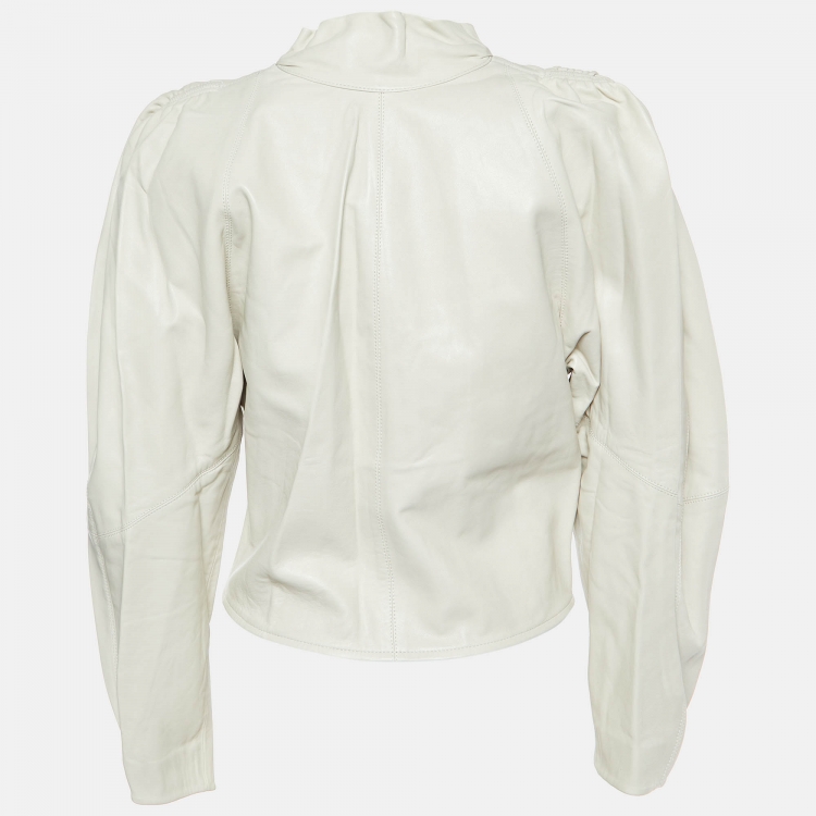 Pre Owned  Isabel Marant Beige Leather Buttoned Front Jacket S