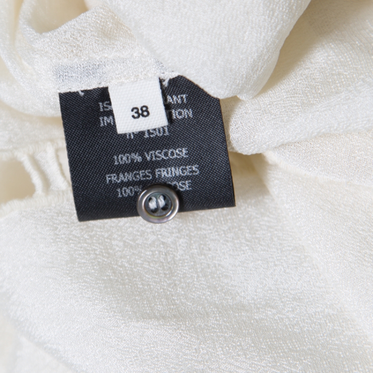 Pre Owned Isabel Marant Etoile Cream Cutout Embroidered Detail Fringed Enery Dress M