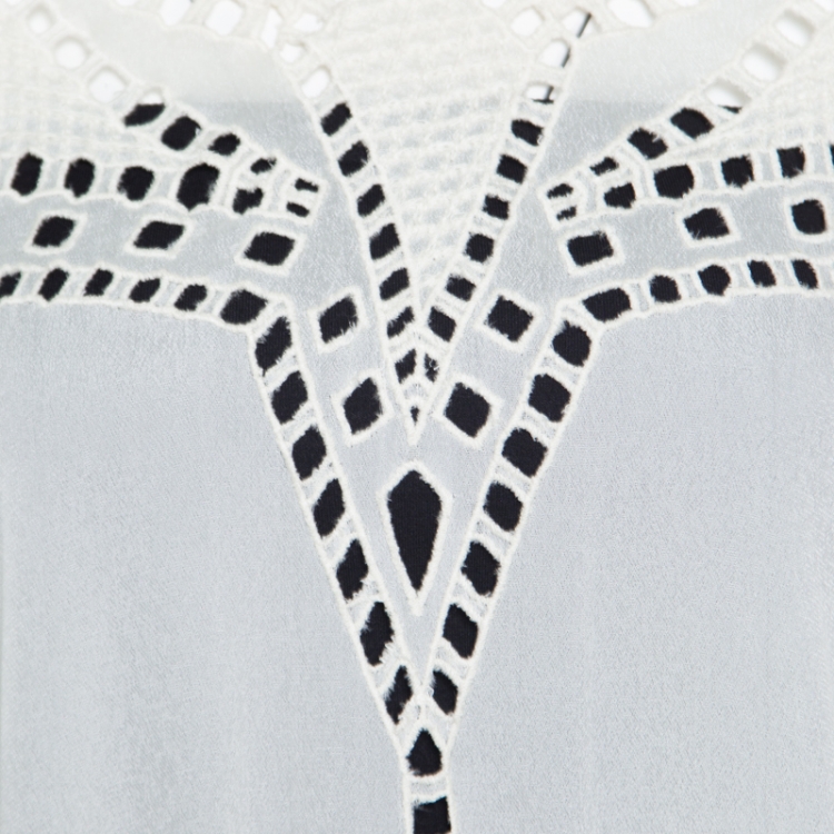 Pre Owned Isabel Marant Etoile Cream Cutout Embroidered Detail Fringed Enery Dress M