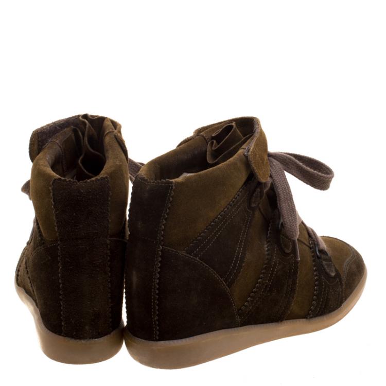 Pre Owned Isabel Marant Two Tone Suede Bobby Lace Up Wedge Sneakers Size 40