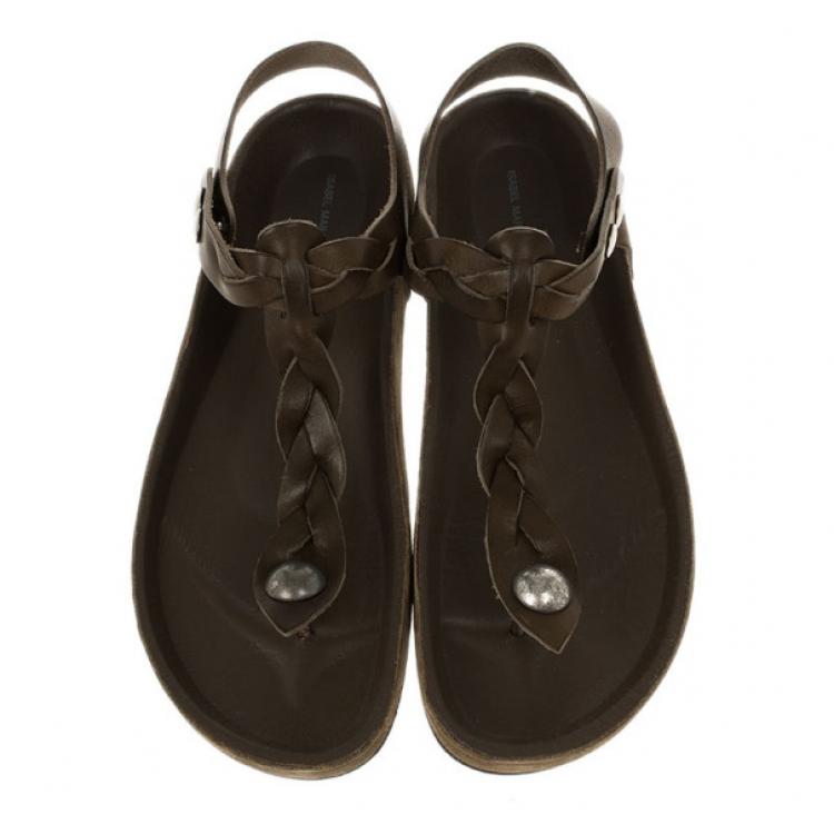 Pre Owned Isabel Marant Brown Braided Leather Brook Sandals Size 40