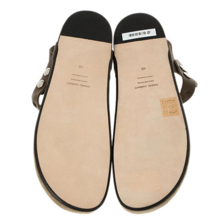 Pre Owned Isabel Marant Brown Braided Leather Brook Sandals Size 40