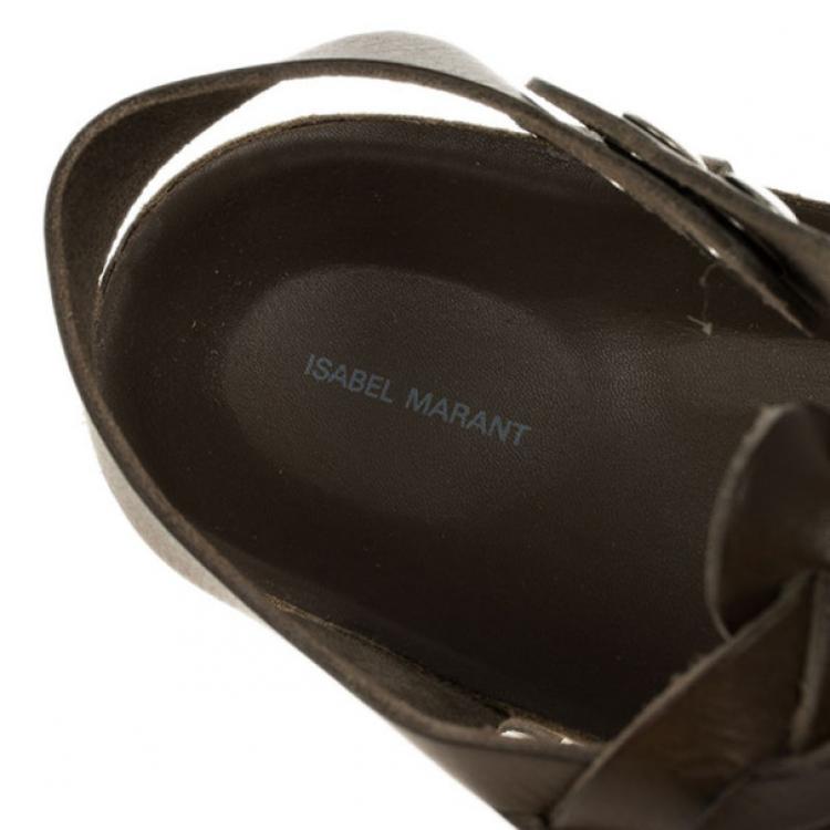 Pre Owned Isabel Marant Brown Braided Leather Brook Sandals Size 40