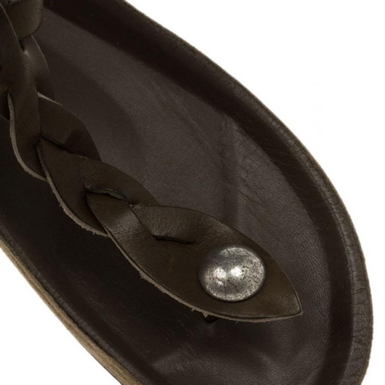 Pre Owned Isabel Marant Brown Braided Leather Brook Sandals Size 40
