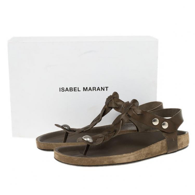 Pre Owned Isabel Marant Brown Braided Leather Brook Sandals Size 40