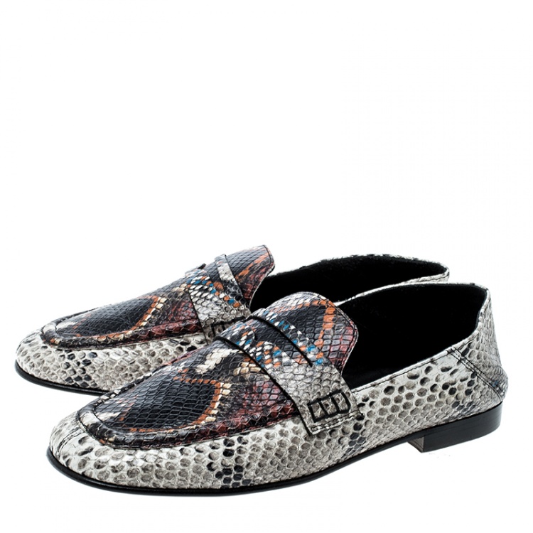 Pre Owned Isabel Marant Multicolor Python Embossed Leather Fezzy Penny Loafers Size 37