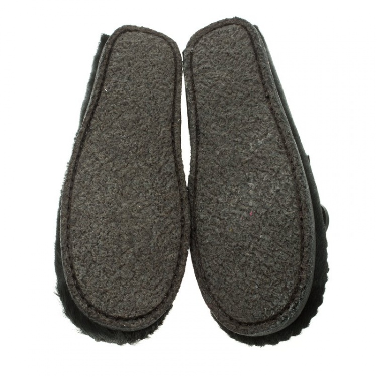 Pre Owned Isabel Marant Étoile Black Calf Hair Fell Bow Moccasins Size 40