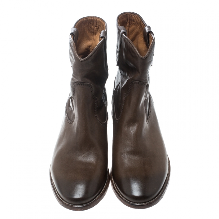 Pre Owned Isabel Marant Brown Leather Cluster Ankle Boots Size 41