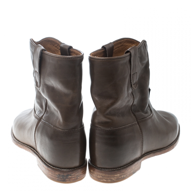 Pre Owned Isabel Marant Brown Leather Cluster Ankle Boots Size 41