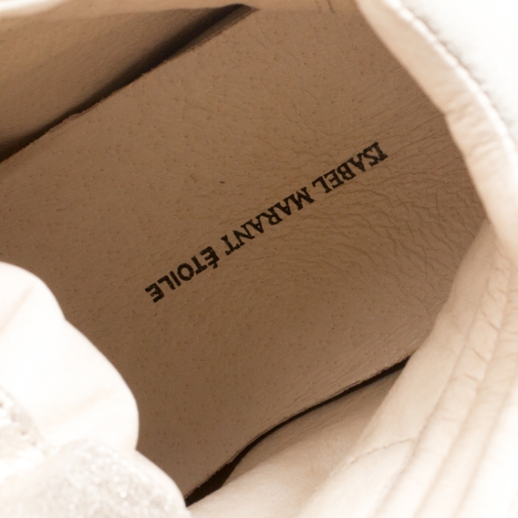 Pre Owned Isabel Marant Grey Suede with Metalllic Red Leather Trim Bekett Wedge Sneakers Size 35