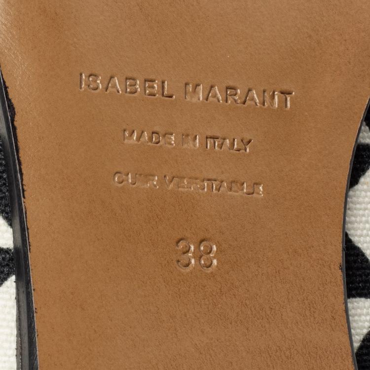 مملوكة مسبقًا Isabel Marant Monochrome Printed Canvas Pointed Toe Ballet Flats Size 38