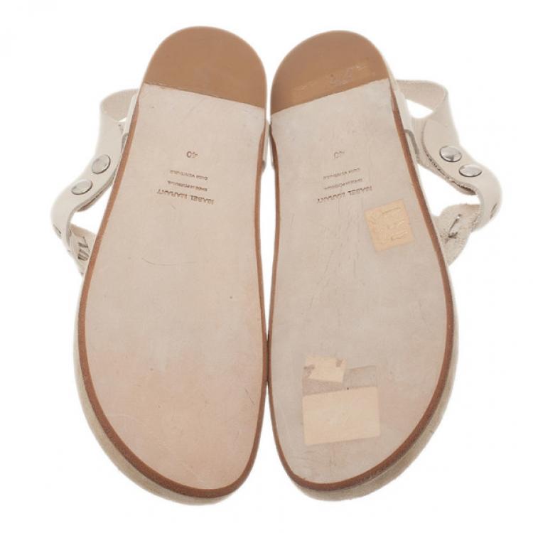 Pre Owned Isabel Marant Cream Braided Leather Brook Sandals Size 40