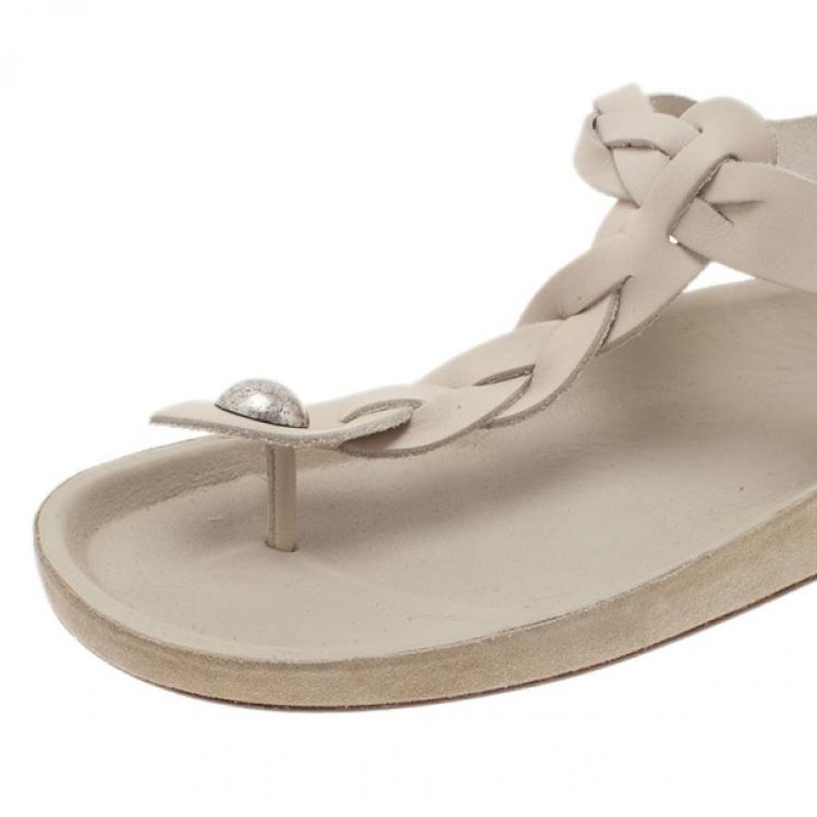 Pre Owned Isabel Marant Cream Braided Leather Brook Sandals Size 40