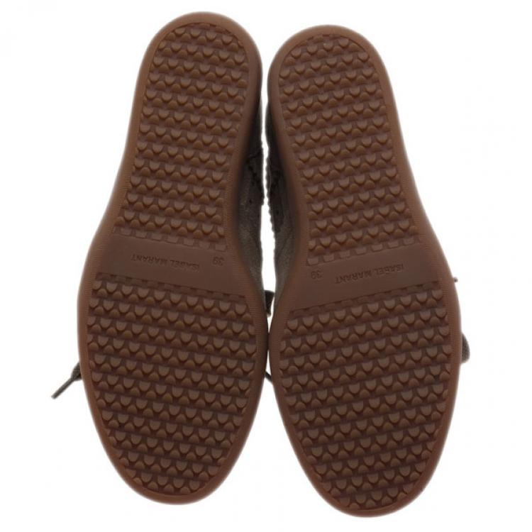 Pre Owned Isabel Marant Brown Perforated Suede Etoile Wedge Sneakers Size 39