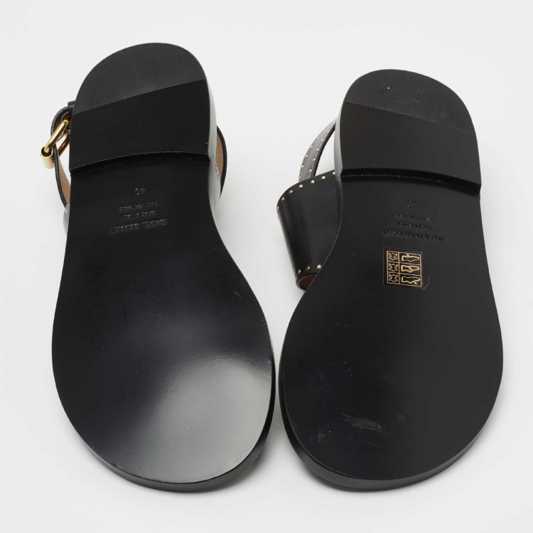 مملوكة مسبقًا Isabel Marant Black Leather Embellished Flat Sandals Size 40
