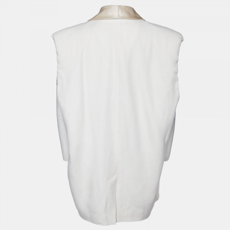 Pre Owned Isabel Marant Beige Satin Trim Canvas Oversized Waistcoat S