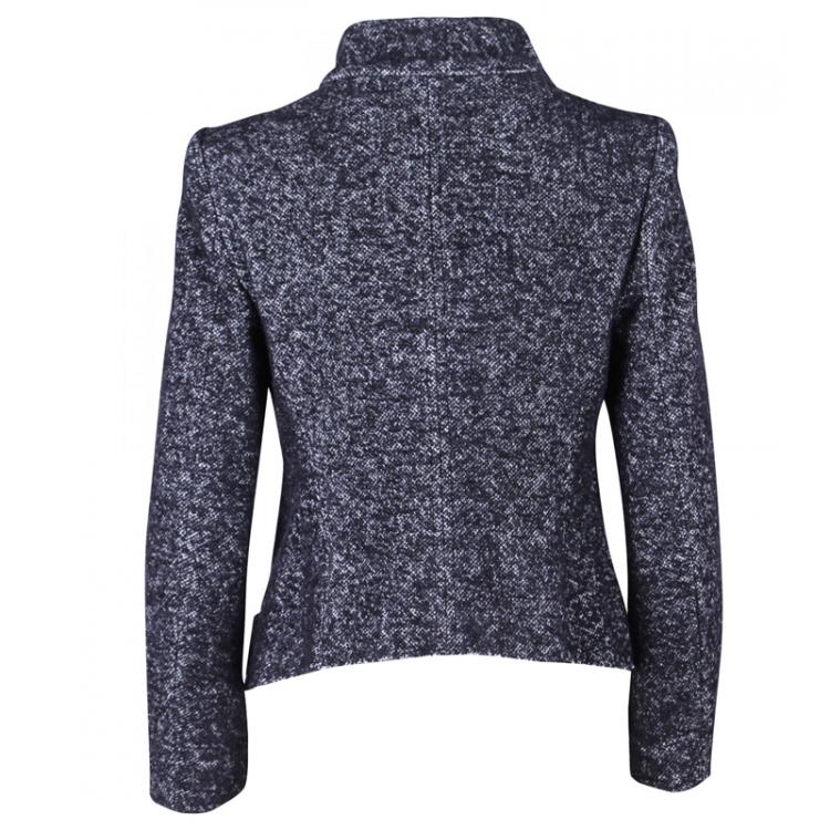 Pre Owned Isabel Marant Grey Tweed Wool Wrap Jacket S