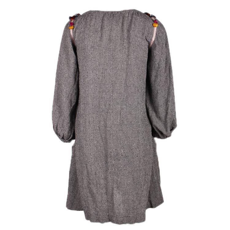 مملوكة مسبقًا Isabel Marant Grey Floral Detail Long Sleeve Dress S