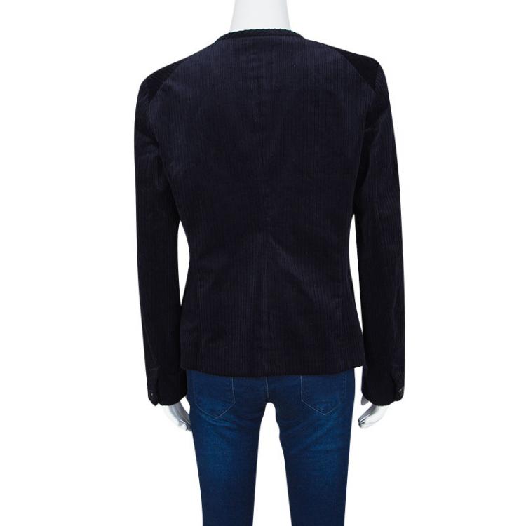 Pre Owned Isabel Marant Etoile Navy Blue Velvet Textured Jacket M
